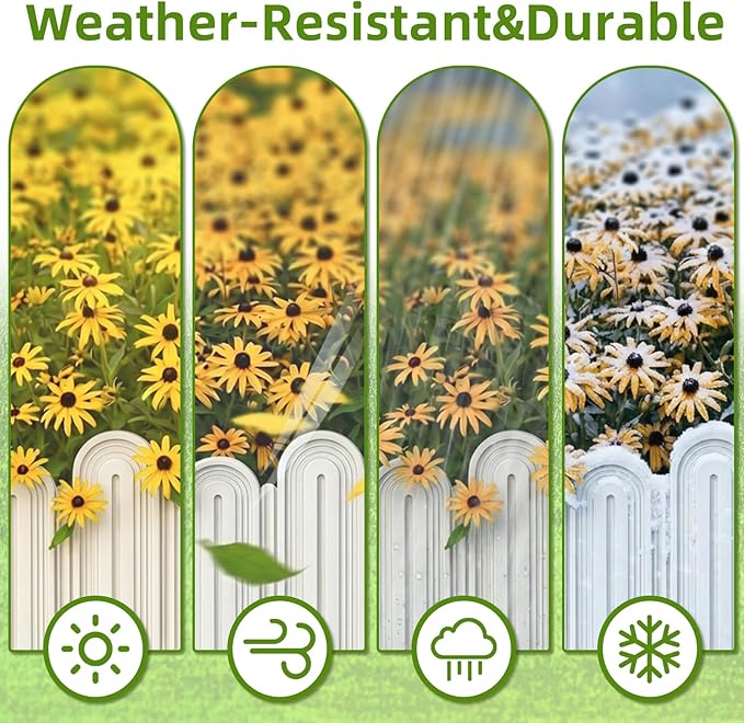Ruppence 40Pcs 42ft (5.5'' Exposed Height) Landscape Edging Border, Flowerbed Garden Edging Border, Bendable Plastic Lawn Edging,White Flower Bed Edging Borders for Landscaping