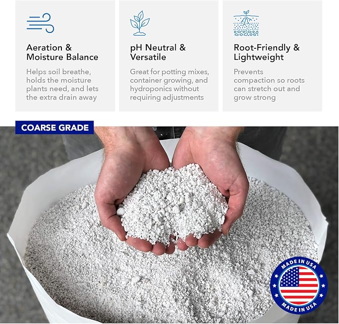 Supreme Perlite Coarse Horticultural Perlite for Potting Soil, Seed Starting, Propagation & Organic Gardening, 24 Quart Bag - Improves Drainage and Soil Aeration for Indoor or Outdoor Plant Use