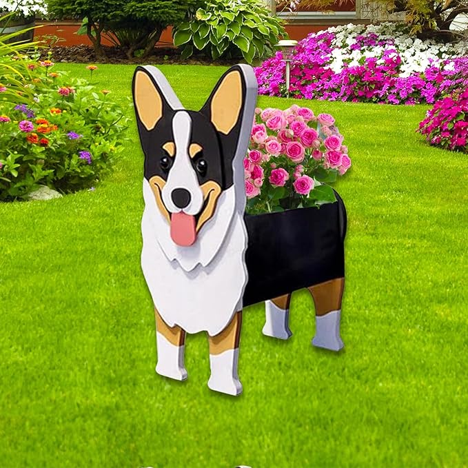 Concepts Welsh Corgi Dog Planter Plant Pots,Cute Large Dog Flower Planter,Gifts for Pet Lovers,Unique Animal Plant Pots,Office,Indoor Outdoor Garden Decor(9.84 * 6.77 * 17in)