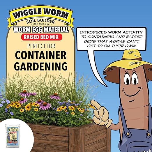 Wiggle Worm Combo Package – 8oz Organic Pure Worm Casting Tea Fertilizer Concentrate and 40lbs Worm Egg Material Raised Bed Mix Plus for Planting and Fertilization of Indoor and Outdoor Plants