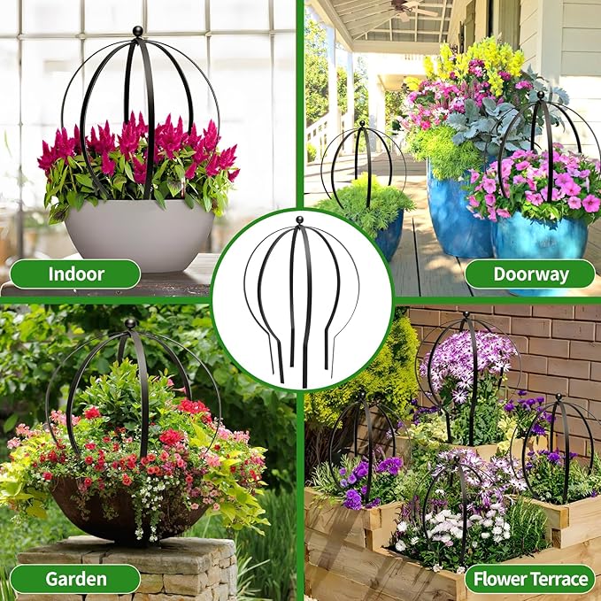 2Pcs Metal Obelisk Trellis for Climbing Plants Outdoor, 25.5"X21.5" Circle Garden Trellises for Vines Flowers Climbing Plant Trellis Potted Cages Plant Support for Patio Doorway Courtyard Decor