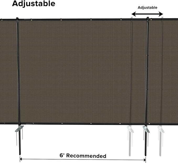 5'x56' Privacy Fence Kit Freestanding Mesh Screen with Iron Poles Temporary Fencing Outdoor Patio Backyard Divider Dog Air Conditioner Trash Fence Brown