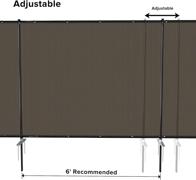 6'x77' Privacy Fence Kit Freestanding Mesh Screen with Iron Poles Temporary Fencing Outdoor Patio Backyard Divider Dog Air Conditioner Trash Fence Brown Custom