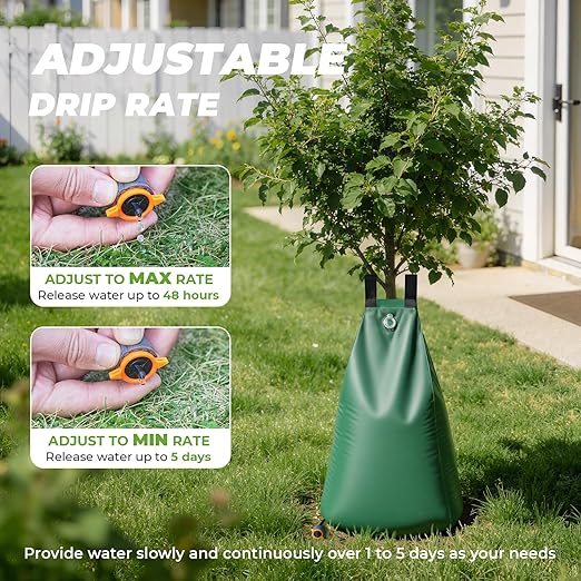 HIRALIY 20 Gallon Tree Watering Bag, 3 Pack, Slow Release 1-5 Days, Deep Root & Automatic Drip Irrigation System, for Multi-Trunk Newly Planted Small Trees and Shrubs