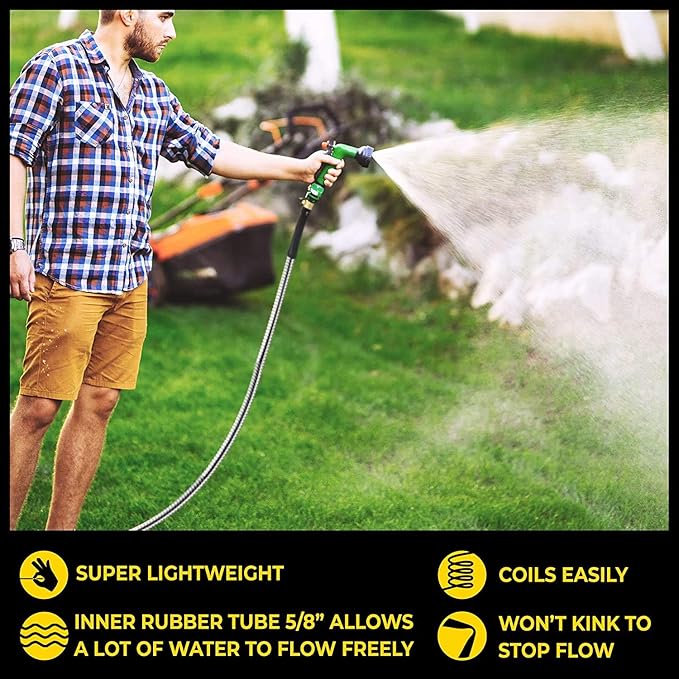 BIONIC STEEL 75ft Stainless Steel Garden Hose | Ultra Durable | Kink Free | With Brass Fittings | Pack of 2