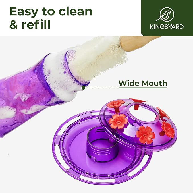Kingsyard Glass Hummingbird Feeder for Outdoors Hanging + Kingsyard 2 Pack Tube Feeders with 6 Feeding Ports for Outdoors Hanging