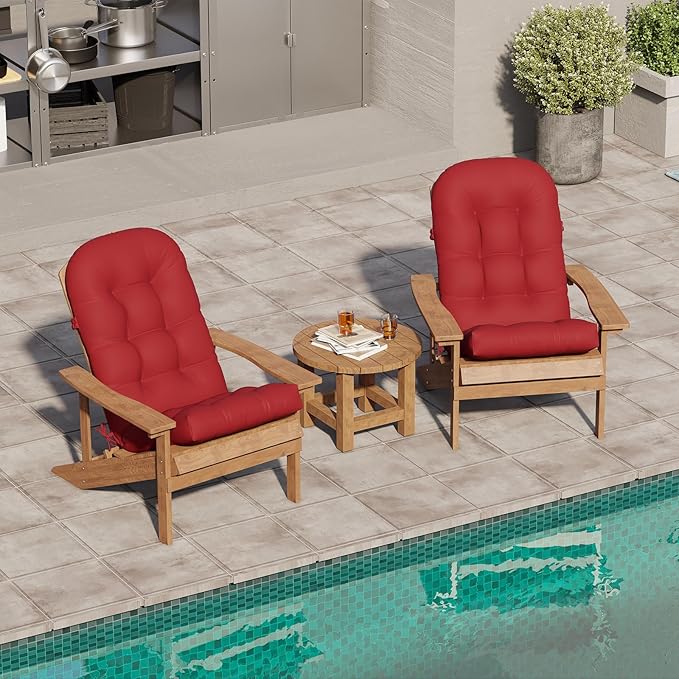 Crestlive 50x20x4 Inch Adirondack Chair Cushion Outdoor Rocking Chair Cushions Water Resistant High Back Patio Chair Cushions Thick, Chili