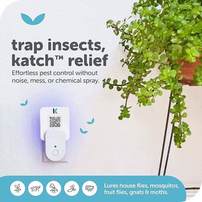 Katchy Plug-in Bug Trap Indoor – Fly Catcher for Mosquito, Gnat, Fruit Fly & Small Moth – Blue Light, Chemical-Free & Eco-Friendly – All Indoor Areas: Kitchen, Living Room & Plants (1 Pack)