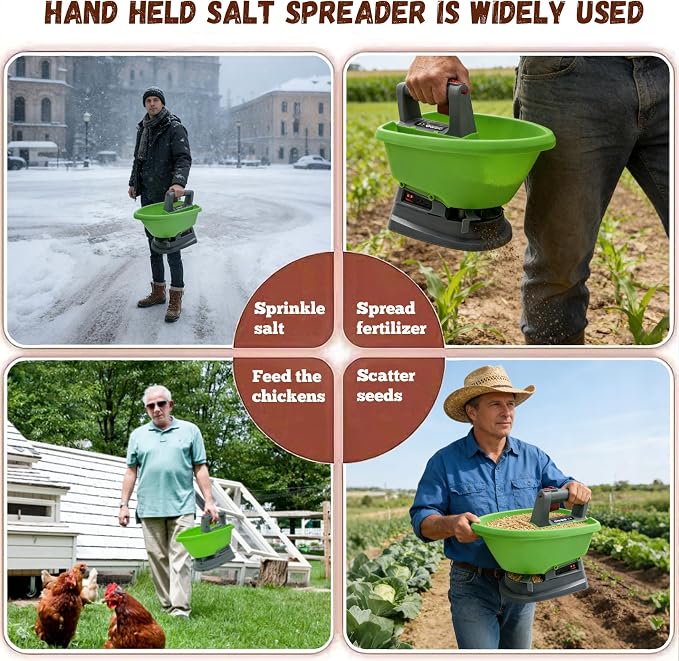 Handheld Power Spreader, Electric Seed Spreader, Electric Fertilizer Spreader, Handheld Seed Spreader, Type-C Smart Charging Port, Ultra-long Battery Life, No Battery Backup Required, 3-Year Warranty