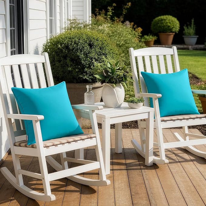 MIULEE Pack of 2 Decorative Outdoor Waterproof Pillow Covers Square Garden Cushion Sham Throw Pillowcase Shell for Patio Tent Couch 20x20 Inch Turquoise