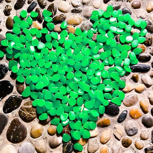 NAMTSO Glow in The Dark Rocks Outdoor, 500 pcs Green Solar Rocks for Landscaping, Outdoor Decor Glow in The Dark Stones, Glowing Pebbles for Garden Backyard Patio Lawn Pond Fish Tank Aquarium Decor