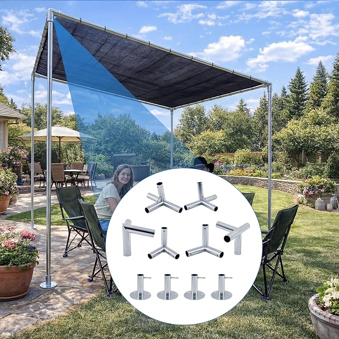 Frienda 8-Leg Lean-to Canopy Fittings for under 1-3/8" EMT, 16 Pcs Lean to Carport Frame Connectors Kit DIY Project for Slant Roof Carport, Shed, Gazebo, Greenhouse, Shelter Deck, Pipes Not Included