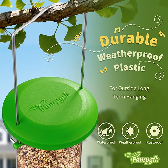 Bird Feeders for Outdoors Seed Catcher,6 Port Wild Bird Feeders with Tray,Bird Feeders for Outside Hanging for Cardinal 13 Inch,Lawn Green,Pack of 1