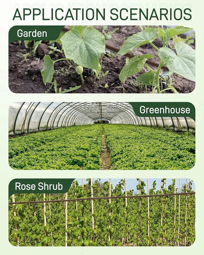 1/4" Drip Irrigation Tubing with 6" Emitter Spacing, (250 Ft Roll) Hydroponics Dripline with Built-in 0.5 GPH Dripper, Drip Line for Vegetation, Window Boxes and Garden (Brown)