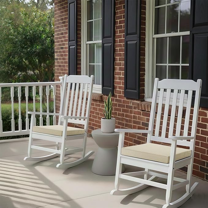 Outdoor Chair Cushions, Water-Resistant & Fade-Resistant, Patio Furniture Square Seat Replacement Chair Pads with Ties Zipper, Removable Cover, Non-Slip Bottom, Set of 2, 22 x 22 Inch, Beige