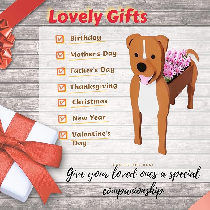 Staffordshire Bull Dog Planter Plant Pots,Cute Dog Flower Planter,Gifts for Pet Lovers,Unique Animal Plant Pots,Office,Indoor Outdoor Garden Decor(9.45 * 5.79 * 13.39in)