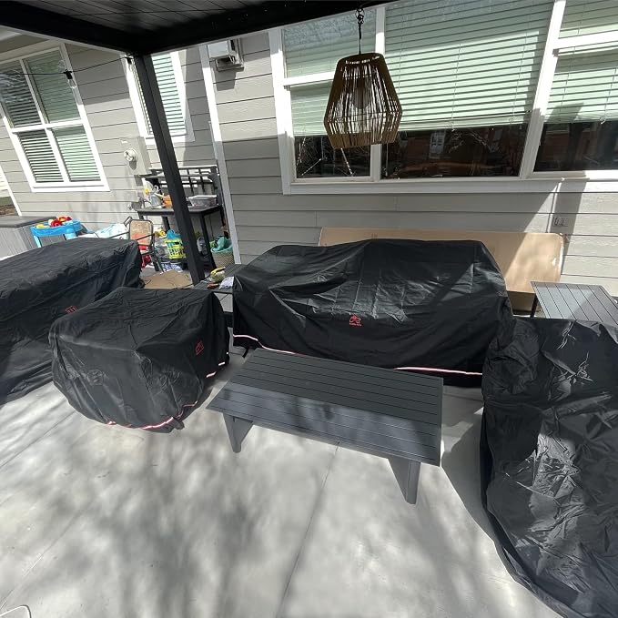 Turtle Life Patio Sofa Cover, Outdoor Heavy Duty Durable UV Water Resistant Anti-Fading Loveseat Cover with 2 Upgrade Air Vents and 2 Buckles, Black, 60" W x 35" D x 35" H