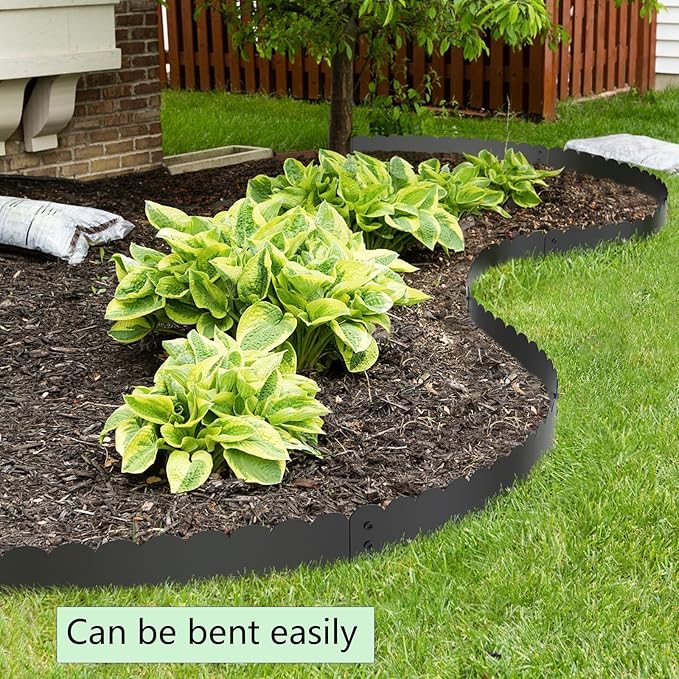 Steel Landscape Edging 20FT Kit – Metal Garden Edging with Scalloped Design, 8 Inch Galvanized Lawn Edging for Flower Bed Borders & Garden Border Edging
