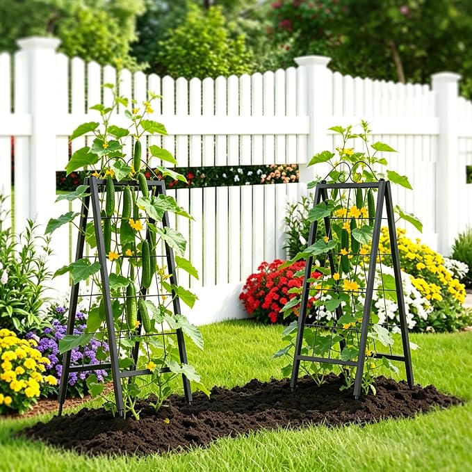 Zhongma Metal Garden Trellises … (16" x 52.5"H A-Frame 2 Pack)