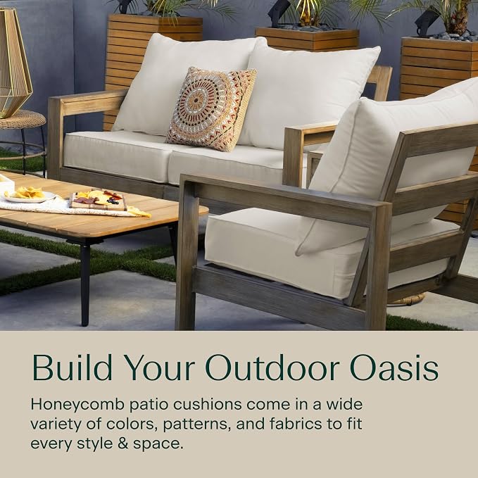 Honeycomb Outdoor Heritage Deep Seat, 25 x 26, Cabana Stripe Tan Chair Cushion with Removable Cover, for Patio Furniture