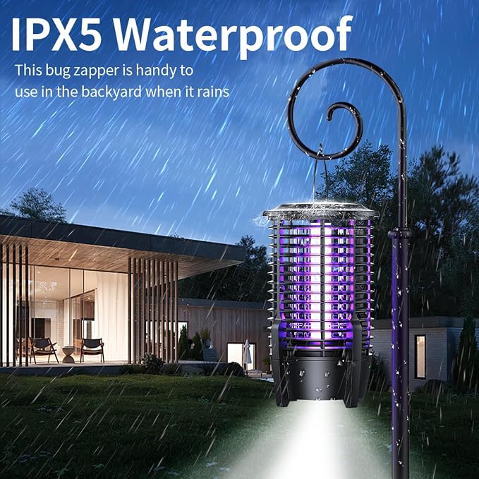 FOXLVDA Bug Zapper Outdoor & Indoor, Mosquito Zapper 2 in 1 Portable & Rechargeable Bug Zapper with 3600mAh Battery & LED Night Light, Powerful Electric Fly Zapper for Patio, Backyard, Garden, Camping
