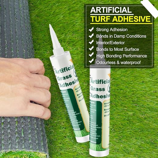 Threlaco 6 Tubes Turf Glue for Artificial Grass 10 oz Artificial Turf Tape Grass Paint Concentrate Glue Carpet Adhesive for Synthetic Surfaces(No Caulk Gun)