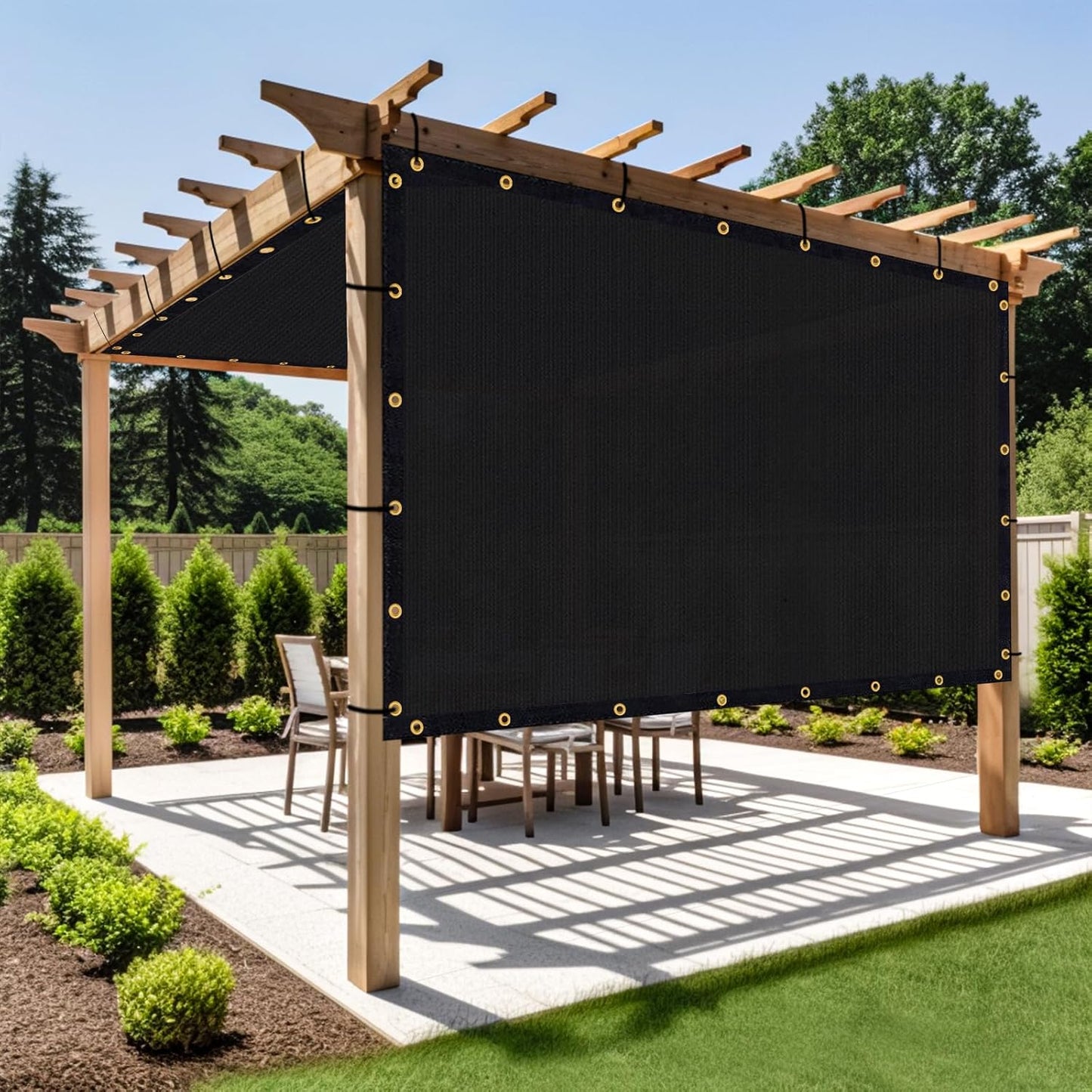 Shade&Beyond Customized Size 4' X 6' Shade Cloth with Grommets, 90% UV Protection UV Protection Mesh Tarp Sun Screens for Patio GN01, Black