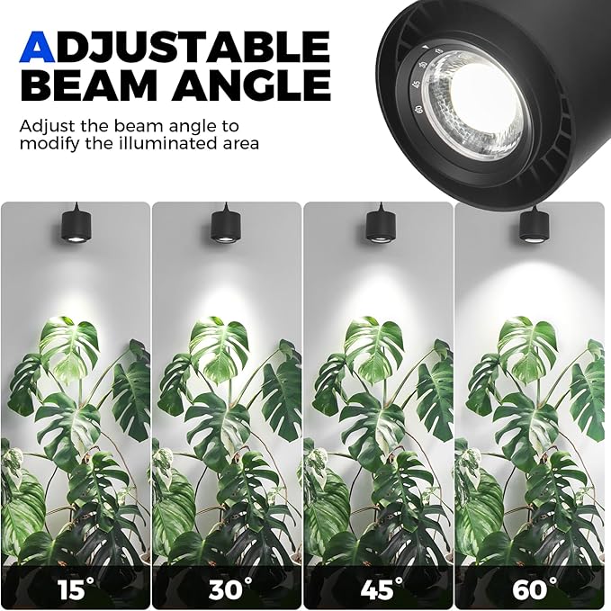 Barrina TR40 Hanging Grow Lights for Indoor Plants, 40W 5000K Full Spectrum, Adjustable Beam Angle (15°-60°), High PPFD, Spotlight Grow Light with Timer for Indoor Growing, Large Tall Plant, Flowers