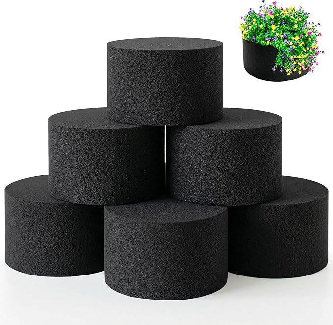 Reusable Floral Foam Round Blocks,Black Flower Foam Round for Artificial & Dried Flowers, Dry Floral Foams Styrofoam for Artificial Flowers (6 Pack, 5")