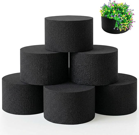 Reusable Floral Foam Round Blocks,Black Flower Foam Round for Artificial & Dried Flowers, Dry Floral Foams Styrofoam for Artificial Flowers (6 Pack, 5")