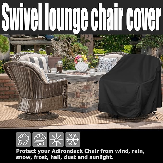 Outdoor Swivel Lounge Chair Cover 2 Pack,Waterproof Heavy Duty Outdoor Chair Covers, (39" W X 37" D X 38" H) Patio Furniture Cover for Swivel Patio Lounge Chair