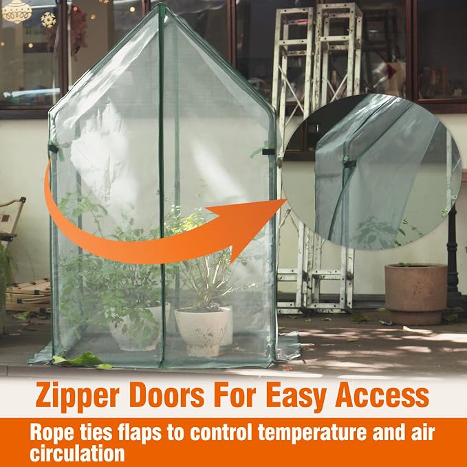 Gardzen Mini Greenhouse with Zipped Mesh Cover, Steel Frame Portable Outdoor Greenhouse, Enhanced Ventilation, Ideal for Spring, Summer & Fall 36.2"(L) x36.2(W) x59.5(H)