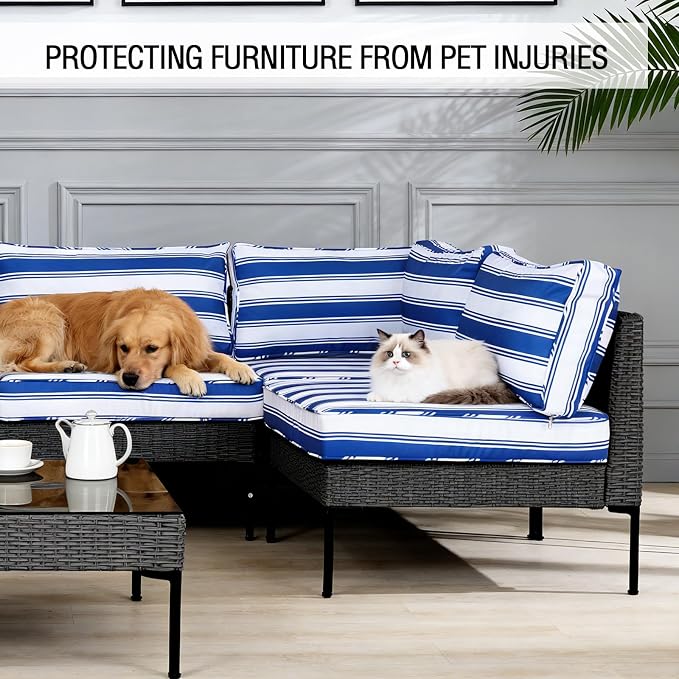 14Pieces Patio Cushion Covers Replacement Outdoor Water-Resistant Couch Covers Splashproof UV-Resistant Furniture Protectors Cushion Sofa Slipcovers Set with Zippers,Cover Only