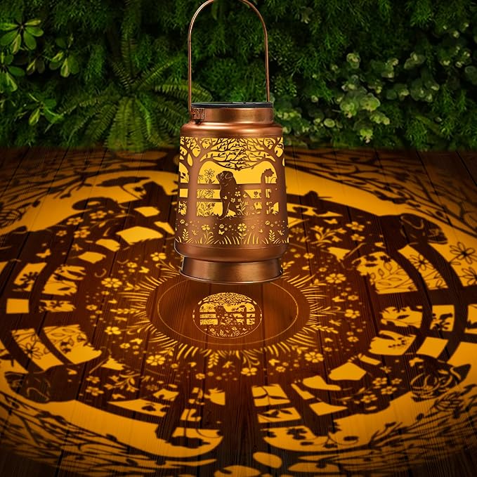 Pug Solar Lanterns Outdoor Waterproof, Gifts for Pug Lovers Women Men Hanging Solar Lights for Outside, Decorative Lights for Garden Patio Porch Yard Decor