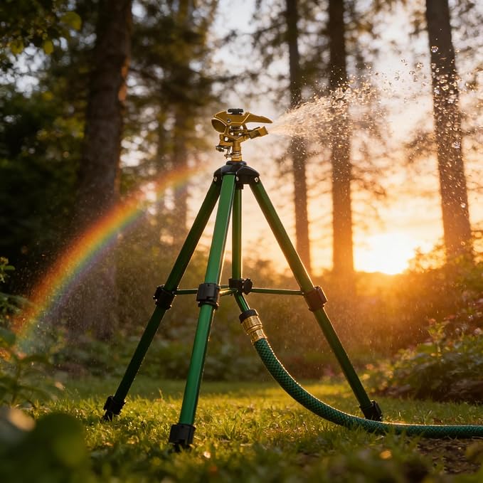 LIULO TOOL 2 Pack Large Impact Sprinkler on Tripod Base, Heavy Duty Zinc Alloy Sprinkler for Yard with Adjustable Head and Extendable Tripod, 360 Full Coverage Irrigation Tool for Lawn Garden