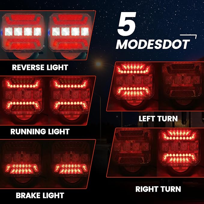 Wireless Trailer Lights, 2026 NEW 110° Rotatable Magnetic LED Trailer Lights with Reflectors, 2 Mounting Options, IP67 Waterproof, Rechargeable Tow Light for Boat RV Camper Caravan