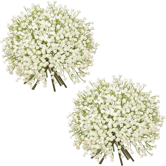 Baby's Breath Artificial Flowers Bulk 20 Pack (60pcs) Faux Baby Breath Plastic Flower Fake Gypsophila Flower Arrangement for Crafts Fake Flowers Bouquet for Wedding Centerpieces Cream Baby Breath