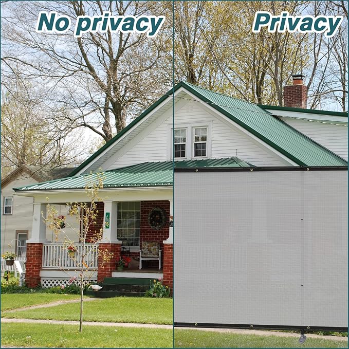 ECOOPTS 6'Hx35'L Privacy Fence Set with Poles and Rails Ground Spikes Fence Kit for Patio Garden Pool Yard (Light Gray)