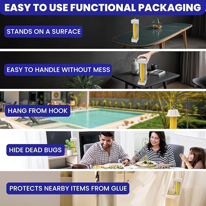 Fly Stick Sticky Fly Traps for Indoors Outdoor 6pk. Non-Toxic Super Sticky Hanging Flies Catcher Paper Tape Strips for Home. Catches All Bugs and gnats. Indoor Outdoor House Flying Insect Trap.