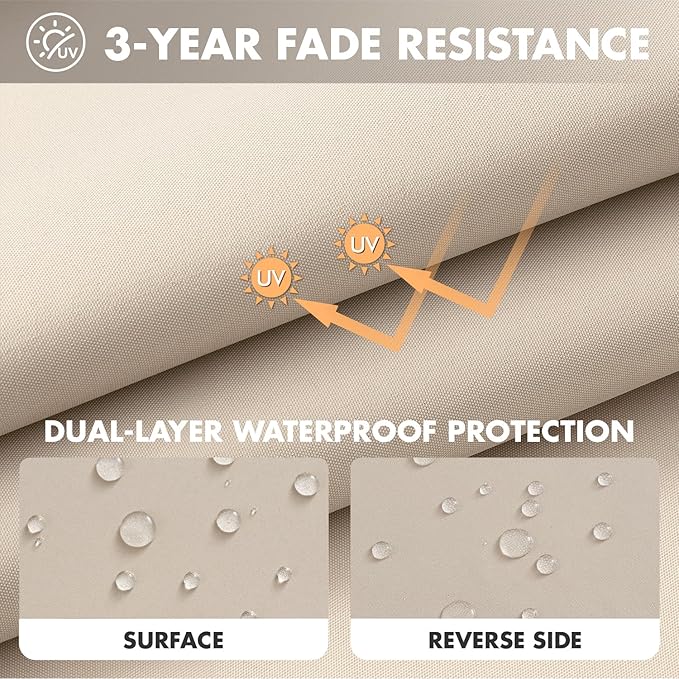 MIULEE Beige Outdoor Seat Cushion 24x24 Inch Waterproof & 3 Year Fade Resistant Deep Seat and Back Cushion for Patio Furniture Chair Sofa Couch with Handle and Adjustable Straps