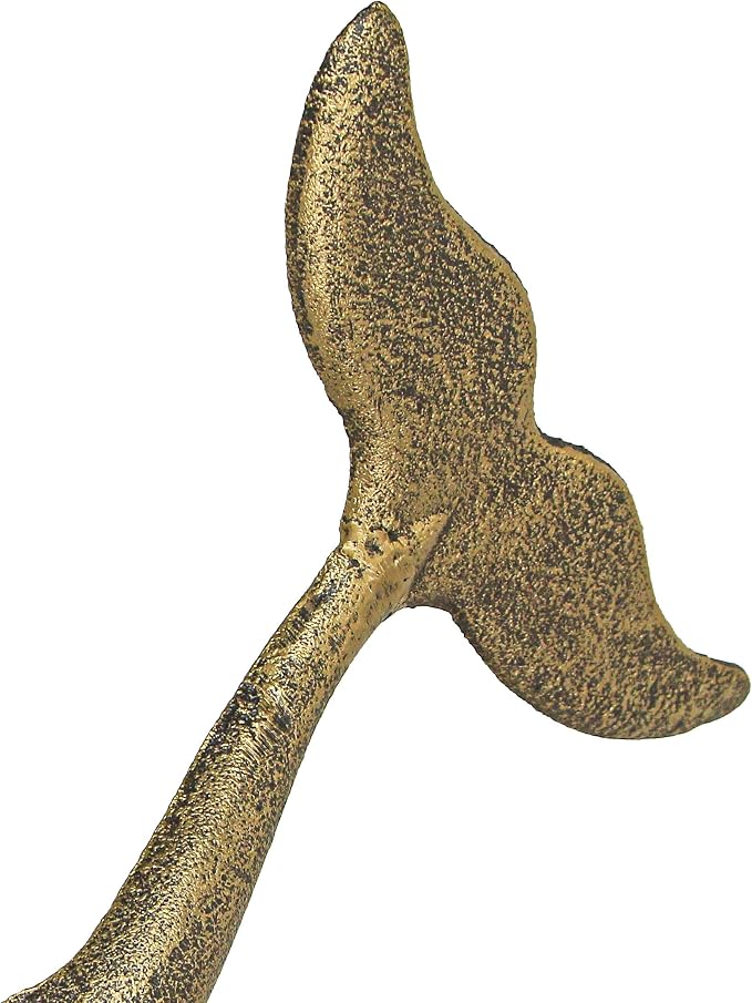 Bronze Finish Cast Iron Whale Tail Decorative Garden Hose Holder Wall Mounted Hook - Easy Install - Home Storage - Outdoor Nautical Decor - 10.5 Inches High