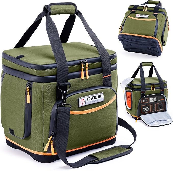 Double-Layer Travel Carrying Case for Jackery Explorer 500 – Portable Power Station Storage Bag with Molded Hard Bottom, Side Ventilation, and Front Pockets for Jackery Accessories & Solar Generator