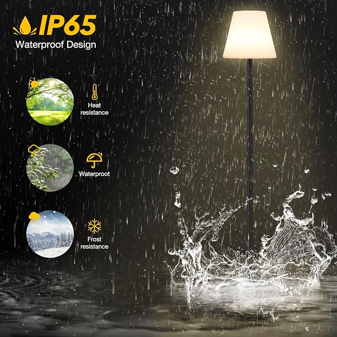 Gewiny Outdoor Floor Lamp Solar Powered Outdoor Lamps for Patio Waterproof,Rechargeable Indoor Cordless Floor Lamp with Light Sensor,Dimmable Warm White+RGB LED Outdoor Lamp for Lawn,Pool,Garden.