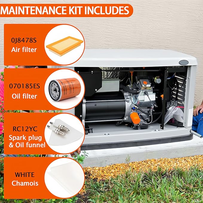 6485 Maintenance Kit 2-Pack for 16-26kW Air Cooled Standby Generators (999cc Engine) | Double Value Bundle with 070185E Oil Filters, 0J8478S Air Filters, RC12YC Spark Plugs | 1-Year Warranty