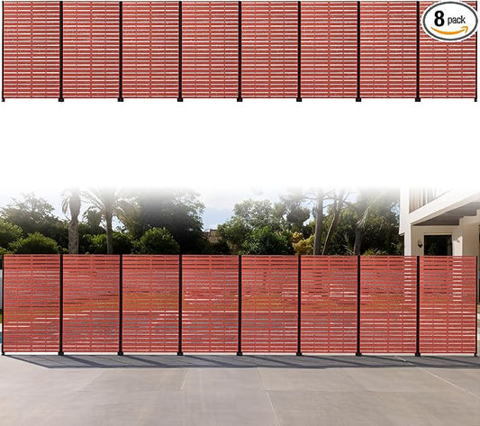 Privacy Screen Outdoor 60" Hx35 W Freestanding Privacy Panel with Stand, HDPE Decorative Privacy Fence with Sandblasting Louver Pattern, Patio Divider Screen, Privacy Screens for Outside