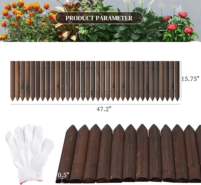 Garden Border Edging Landscape Edging Border Garden Edging Wooden Landscape Edging Wood Fence Decorative Garden Edging Lawn Edging Fence Flexible Garden Edging-15.7" H x 47.2" L (1PACK)