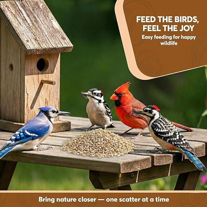 25 LB Medium Sunflower Chips, Shelled Seeds for Birds – Premium Wildlife & Bird Food – Grown in USA - Non-GMO - Medium Chip Sunflower Seeds for Wild Birds and Backyard Feeders