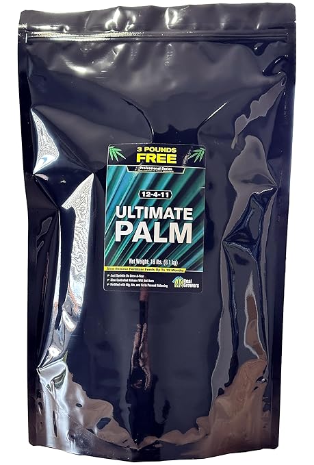 Real Growers Palm Tree Fertilizer 12-4-11 | 12-Month Slow Release Granular Plant Food for Queen Palm, Sago Palm, Date Palm, Cycad | 18 lb