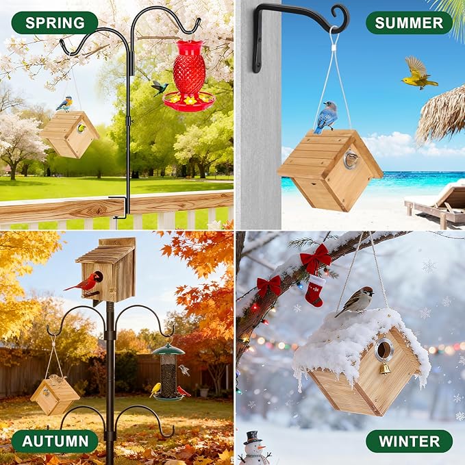 Gtongoko 1-1/8" Entrance Hole Wren House, Hanging Wren Bird Houses for Outside for Nesting with Metal Guar Bird Nest with Air Vents, Clean Door for Wildbird Watching 1 Pack