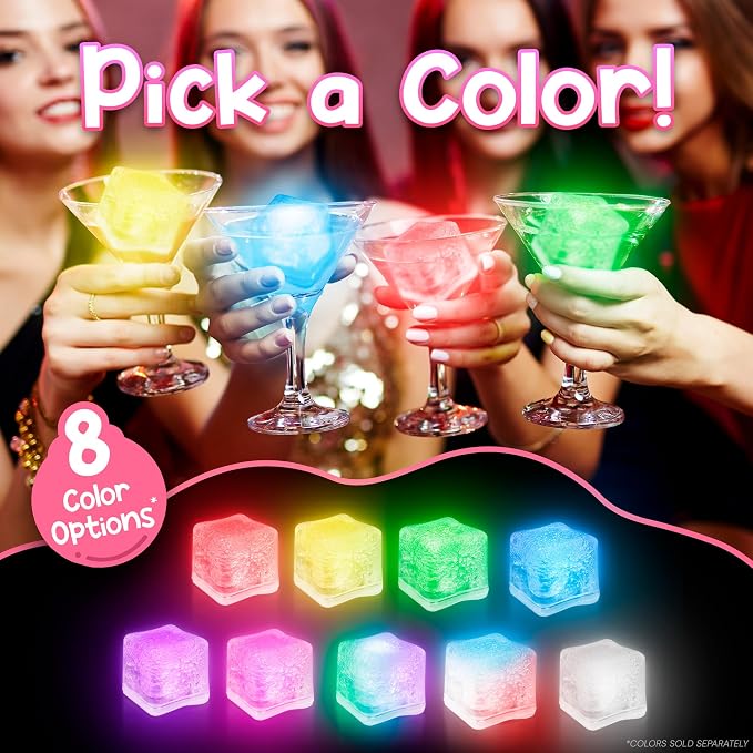 Windy City Novelties 12 pack LED Ice Cubes with Changing Lights (Pink)